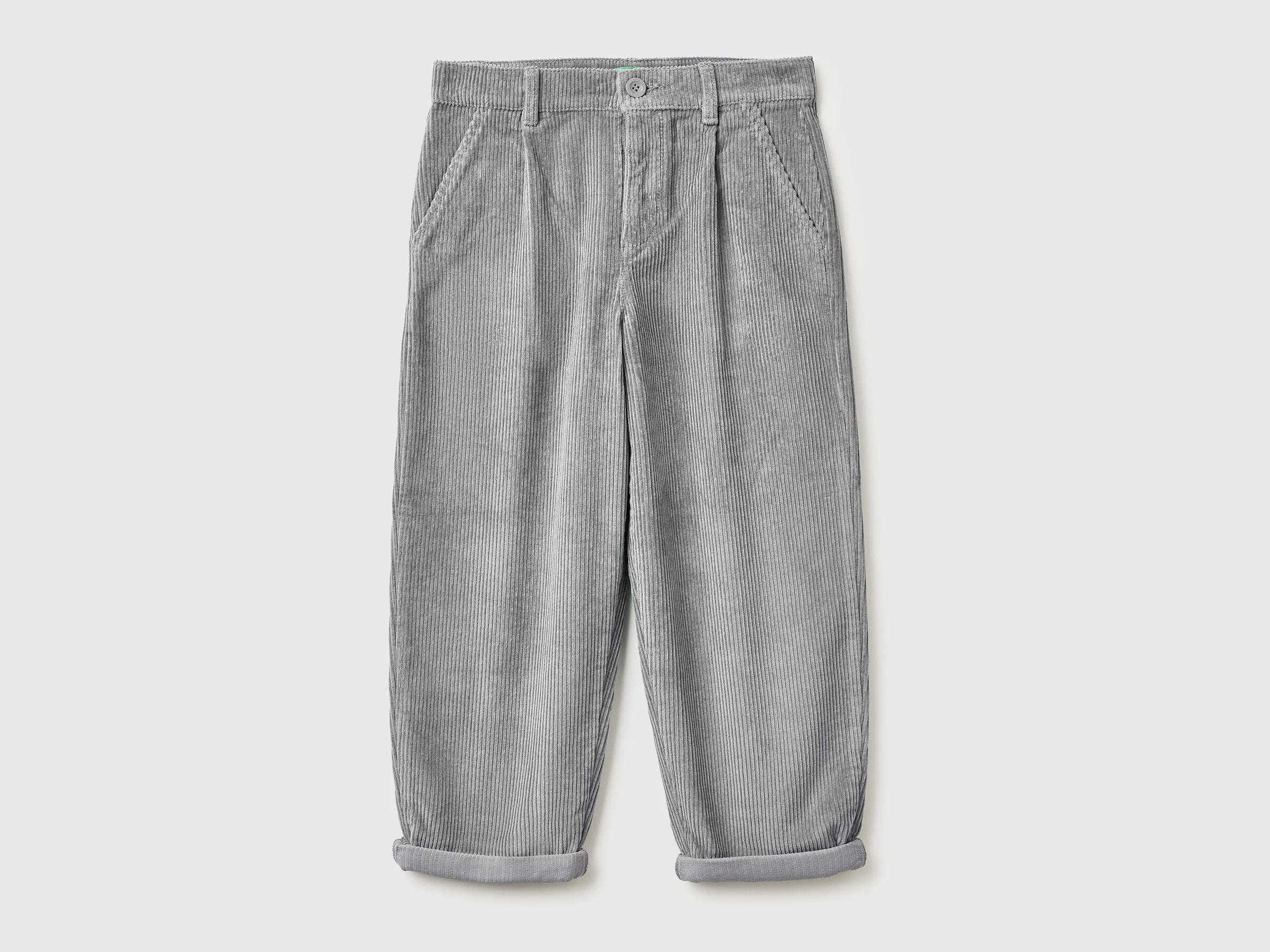 Benetton_Gray_Balloon Fit Velvet Trousers_4IKTCF058_36L_01
