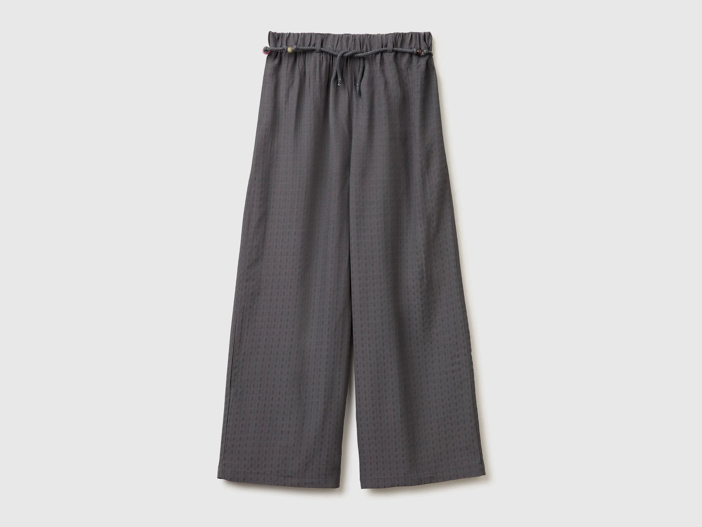 Benetton Dark Gray Girls Wide Trousers with Belt SKU: 4ILTCF05V_23C Image 01