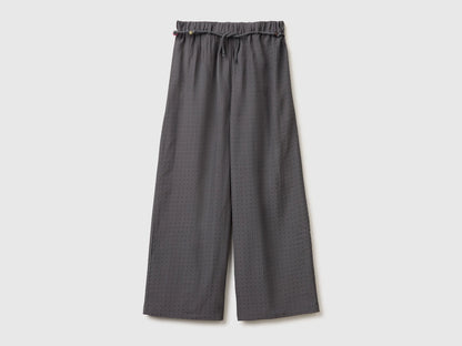 Benetton Dark Gray Girls Wide Trousers with Belt SKU: 4ILTCF05V_23C Image 01