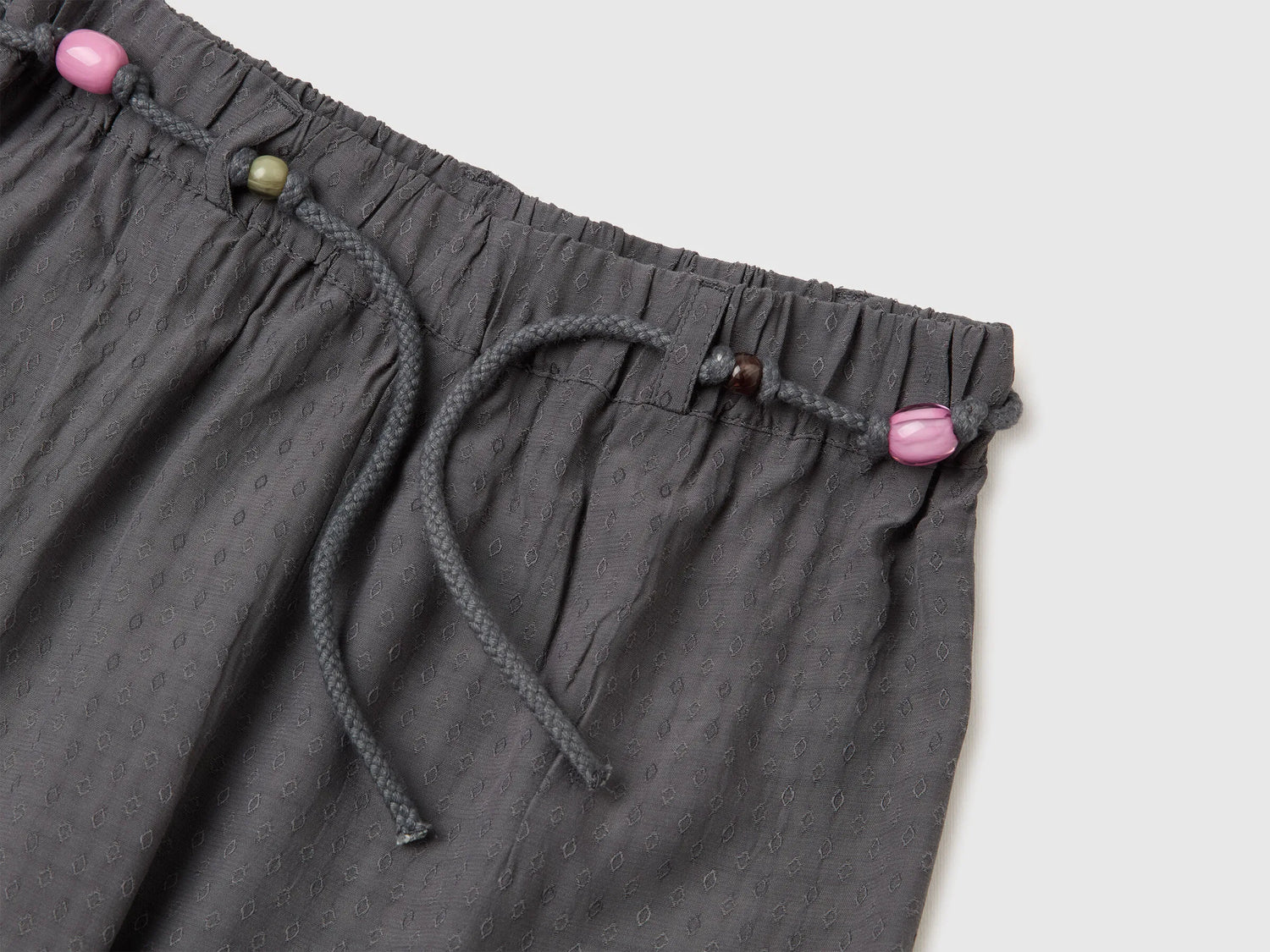 Benetton Dark Gray Girls Wide Trousers with Belt SKU: 4ILTCF05V_23C Image 03