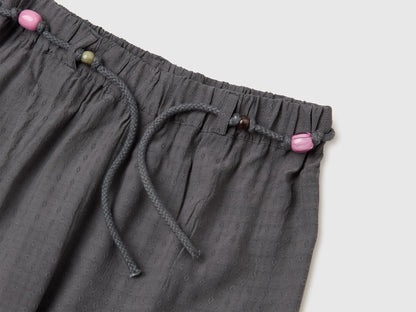 Benetton Dark Gray Girls Wide Trousers with Belt SKU: 4ILTCF05V_23C Image 03