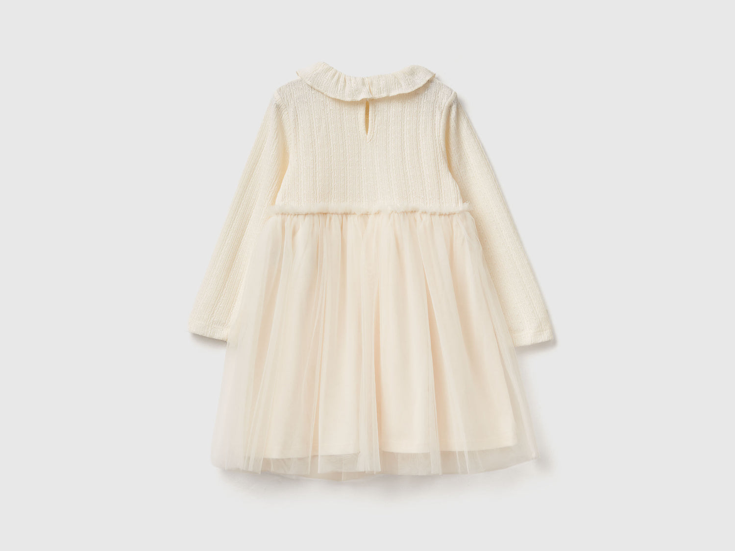 Benetton_Creamy White_Dress with Tulle Collar_4JACGV02J_0R2_02