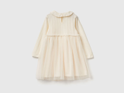 Benetton_Creamy White_Dress with Tulle Collar_4JACGV02J_0R2_02