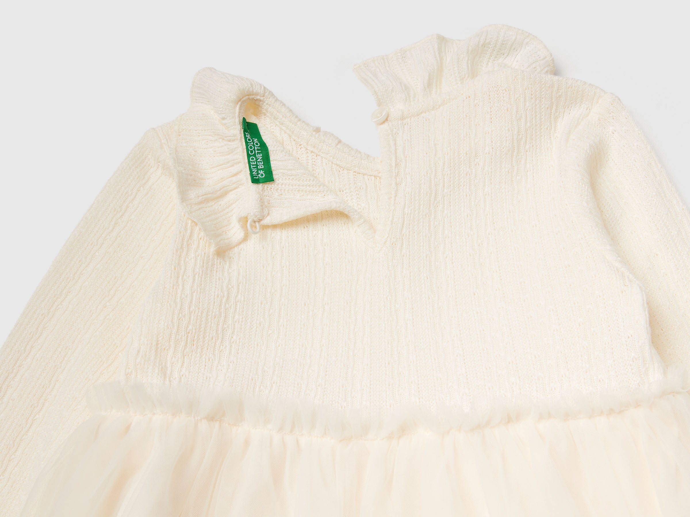 Benetton_Creamy White_Dress with Tulle Collar_4JACGV02J_0R2_03