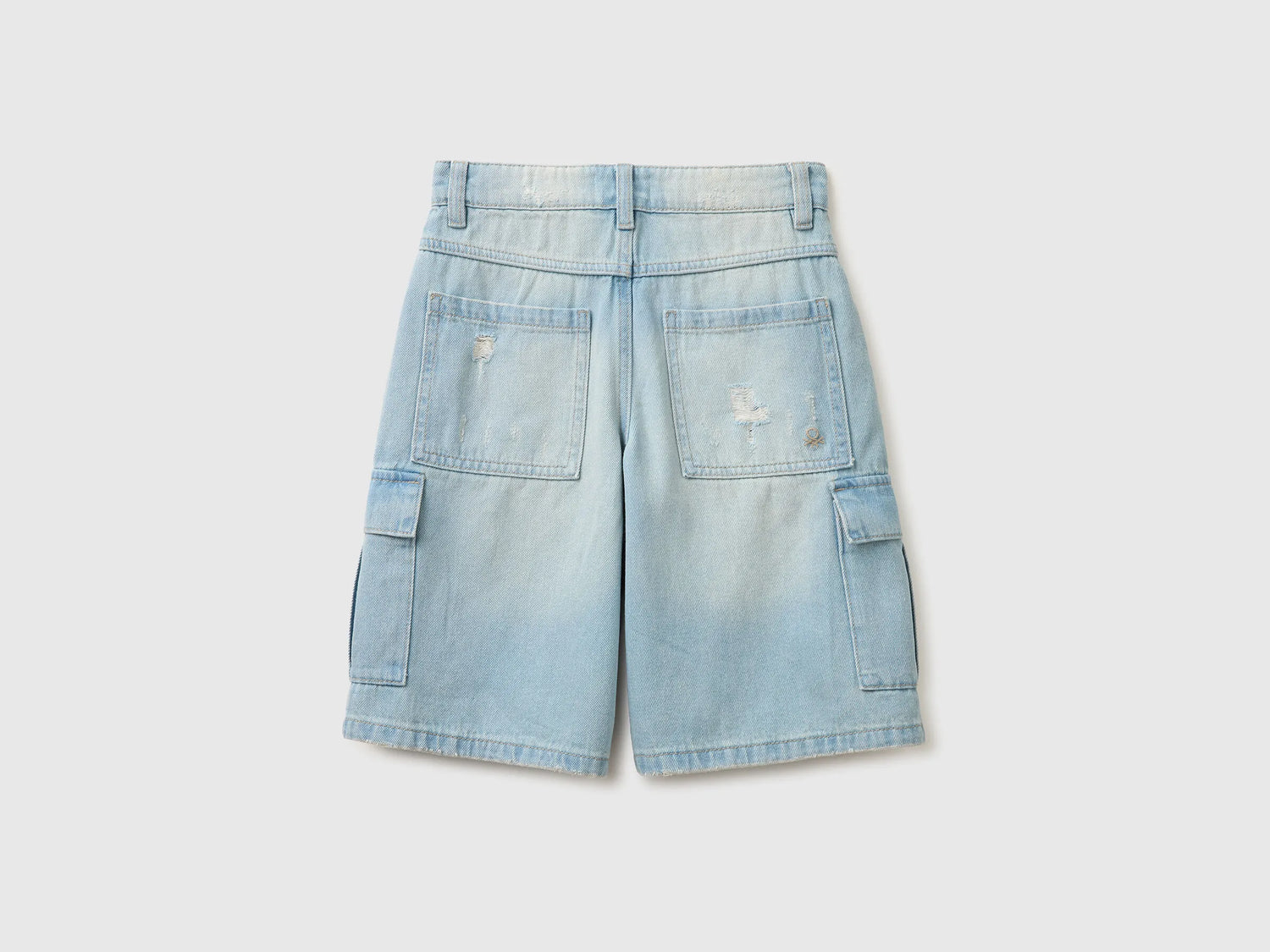 Benetton Sky Blue Boys Denim Bermuda Shorts with Pockets SKU: 4KEHC9052_902 Image 02