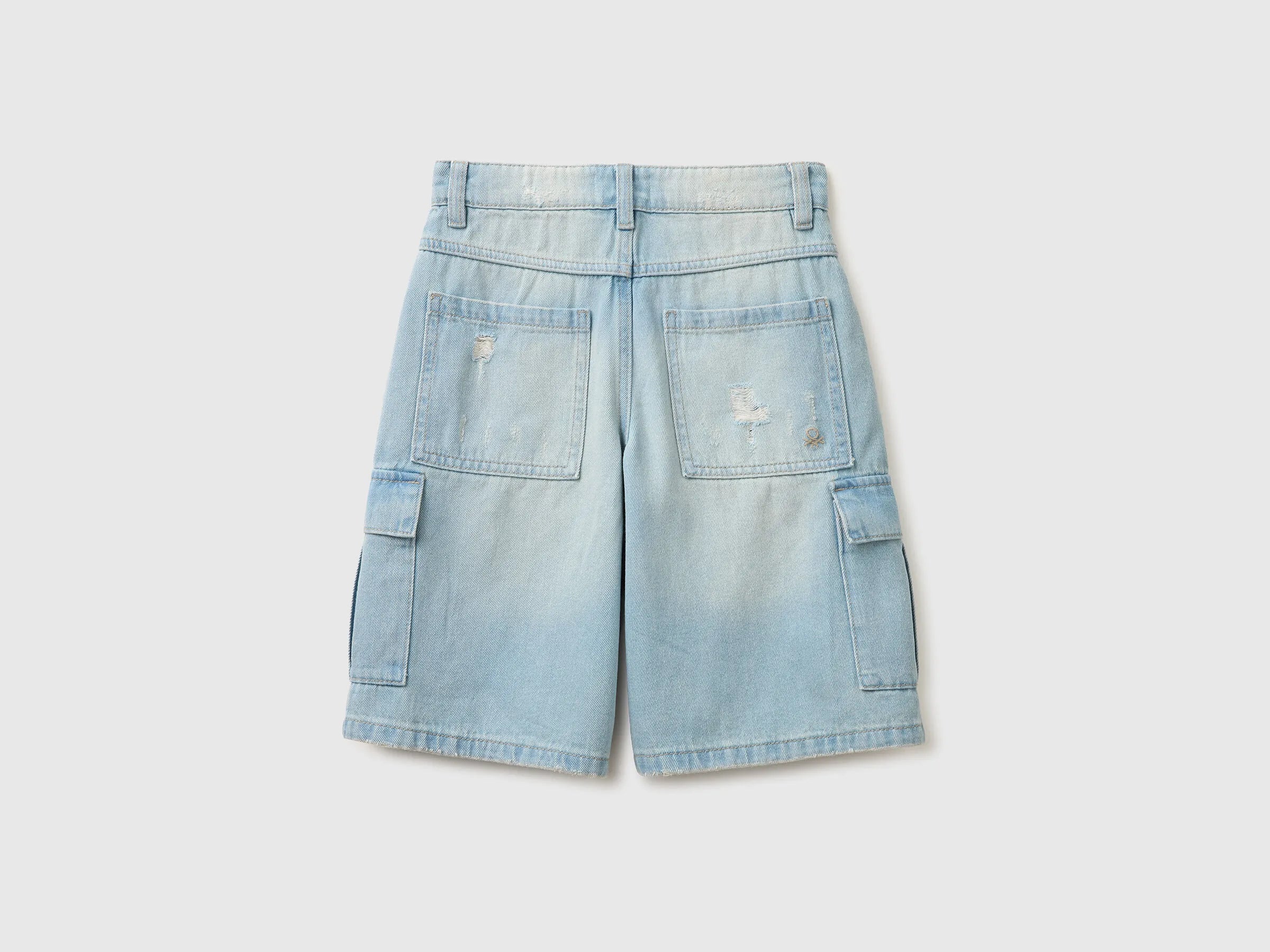 Benetton Sky Blue Boys Denim Bermuda Shorts with Pockets SKU: 4KEHC9052_902 Image 02