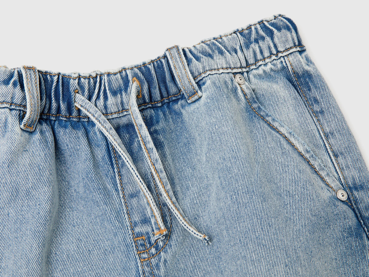 Benetton Sky Blue Girls Wide-Fit Cargo Jeans SKU: 4KEHCF05I_902 Image 03