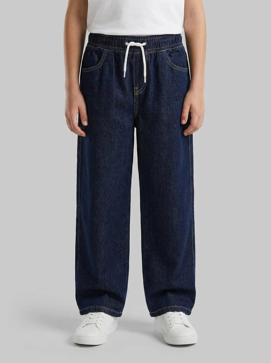 Benetton Dark Blue Boys Jogger-Style Jeans SKU: 4KEHCF05K_901 Image 00