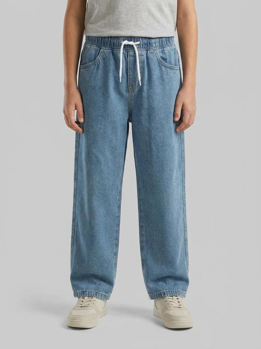 Benetton Light Blue Boys Jogger-Style Jeans SKU: 4KEHCF05K_903 Image 00