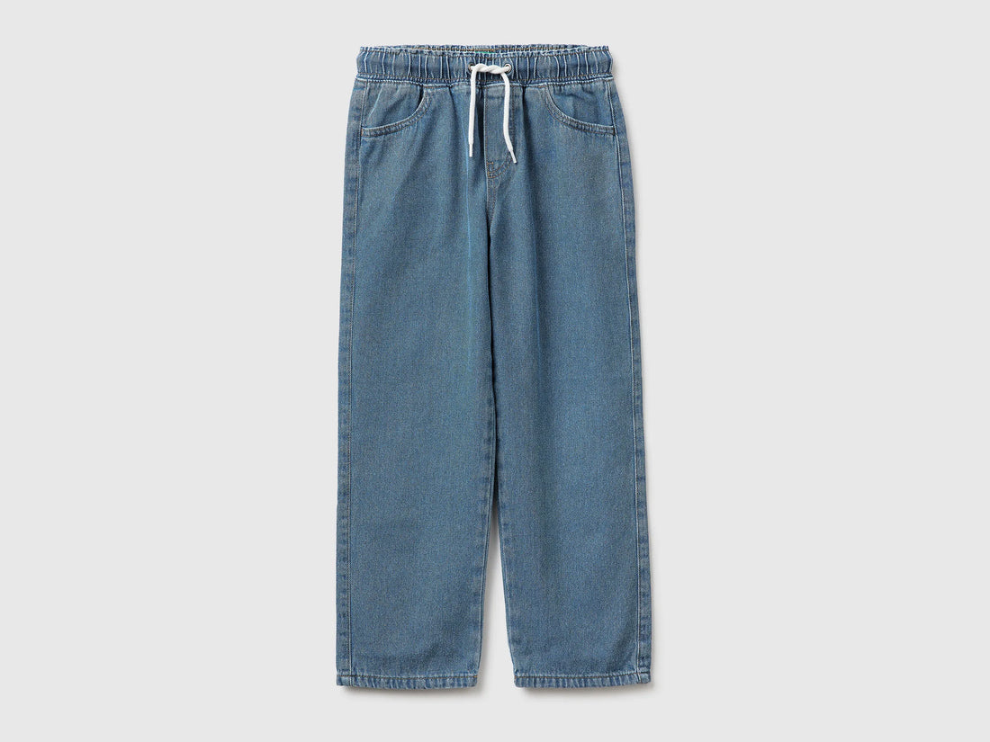Benetton Light Blue Boys Jogger-Style Jeans SKU: 4KEHCF05K_903 Image 01