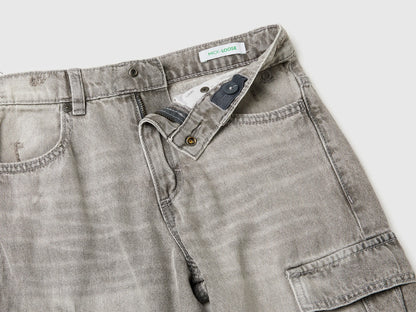 Benetton Light Gray Boys Loose Fit Jeans with Pockets SKU: 4KEHCF05P_701 Image 03