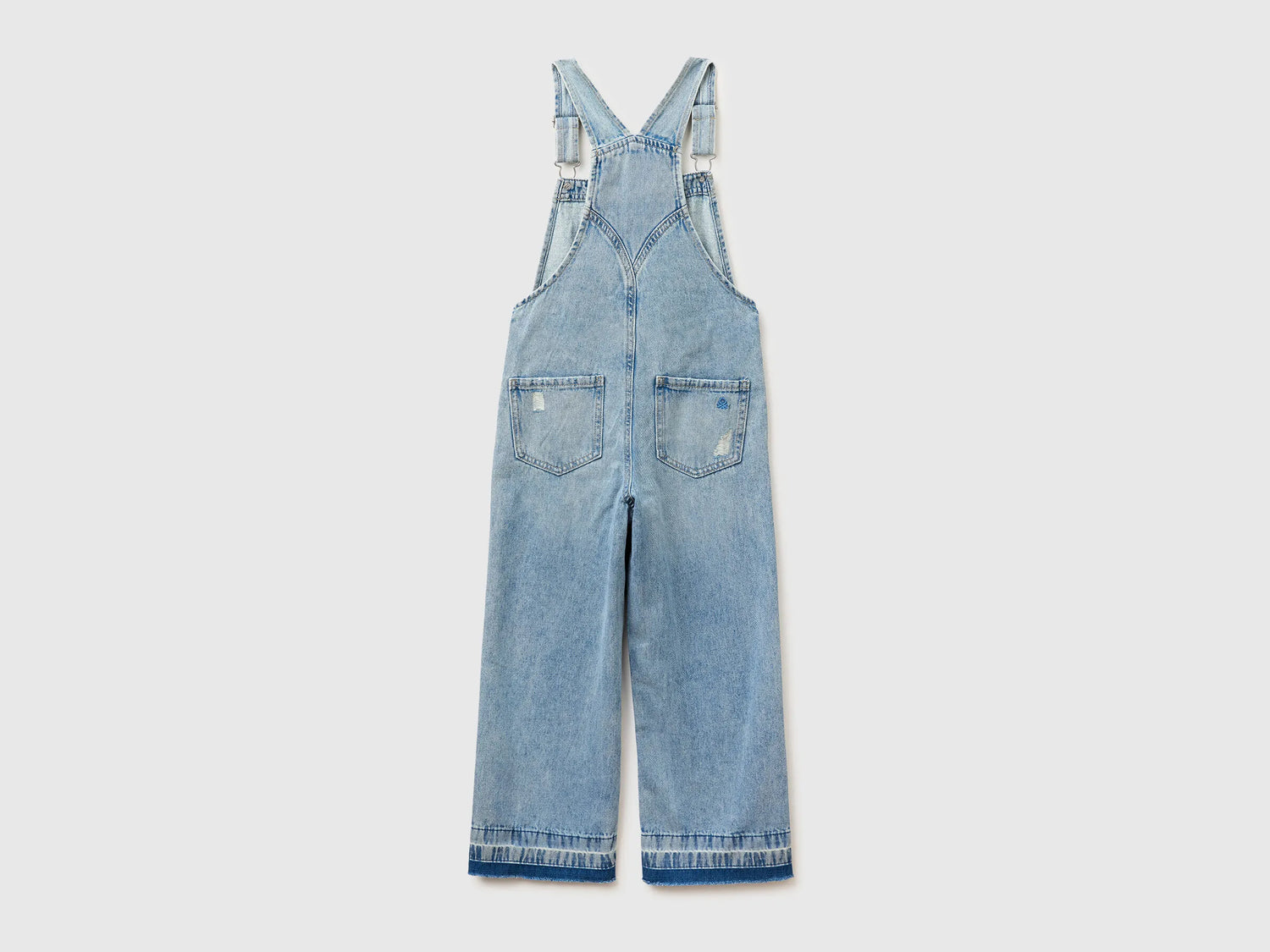 Benetton Light Blue Girls Denim Overalls SKU: 4KEHCT01A_902 Image 02