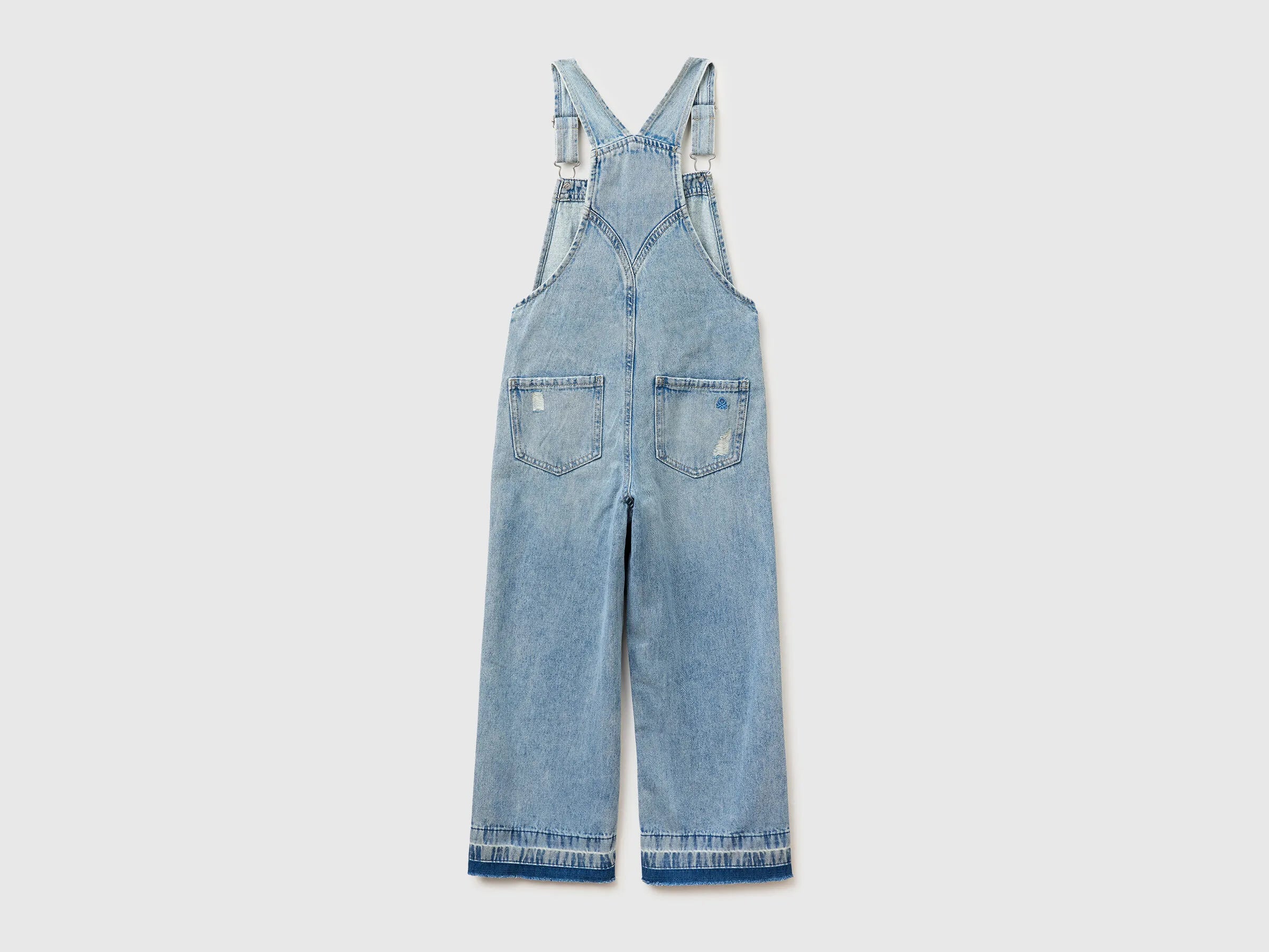 Benetton Light Blue Girls Denim Overalls SKU: 4KEHCT01A_902 Image 02