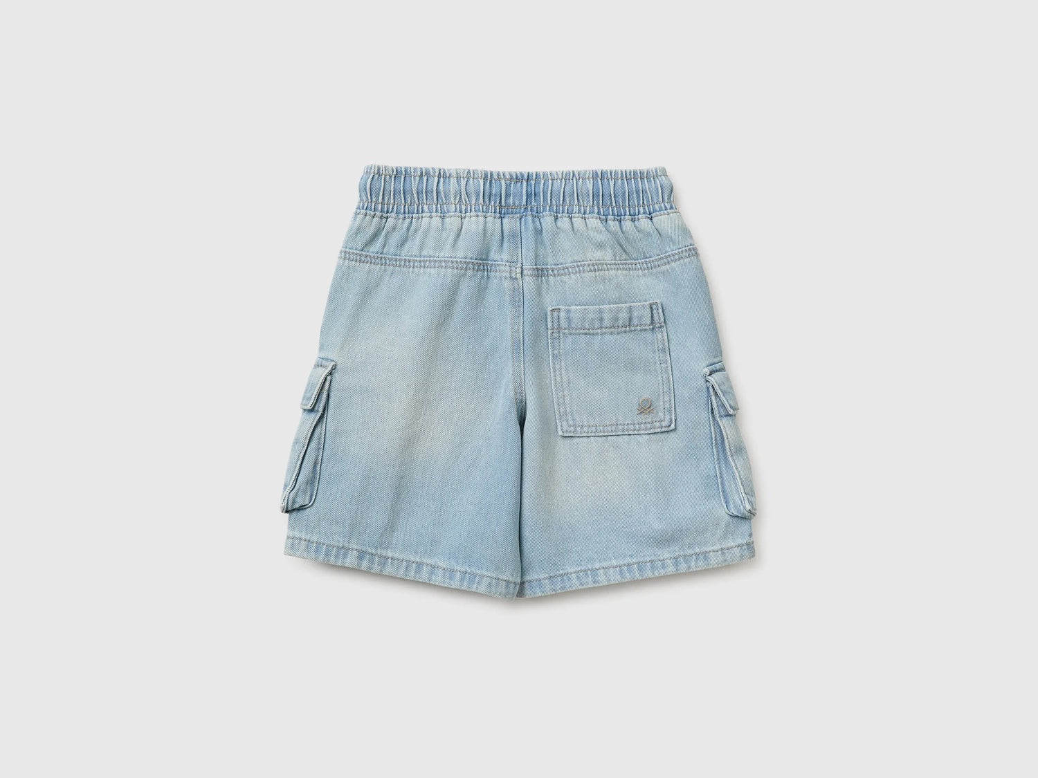 Benetton Blue Boys Denim Bermuda Shorts with Pockets SKU: 4KEHG903F_902 Image 02