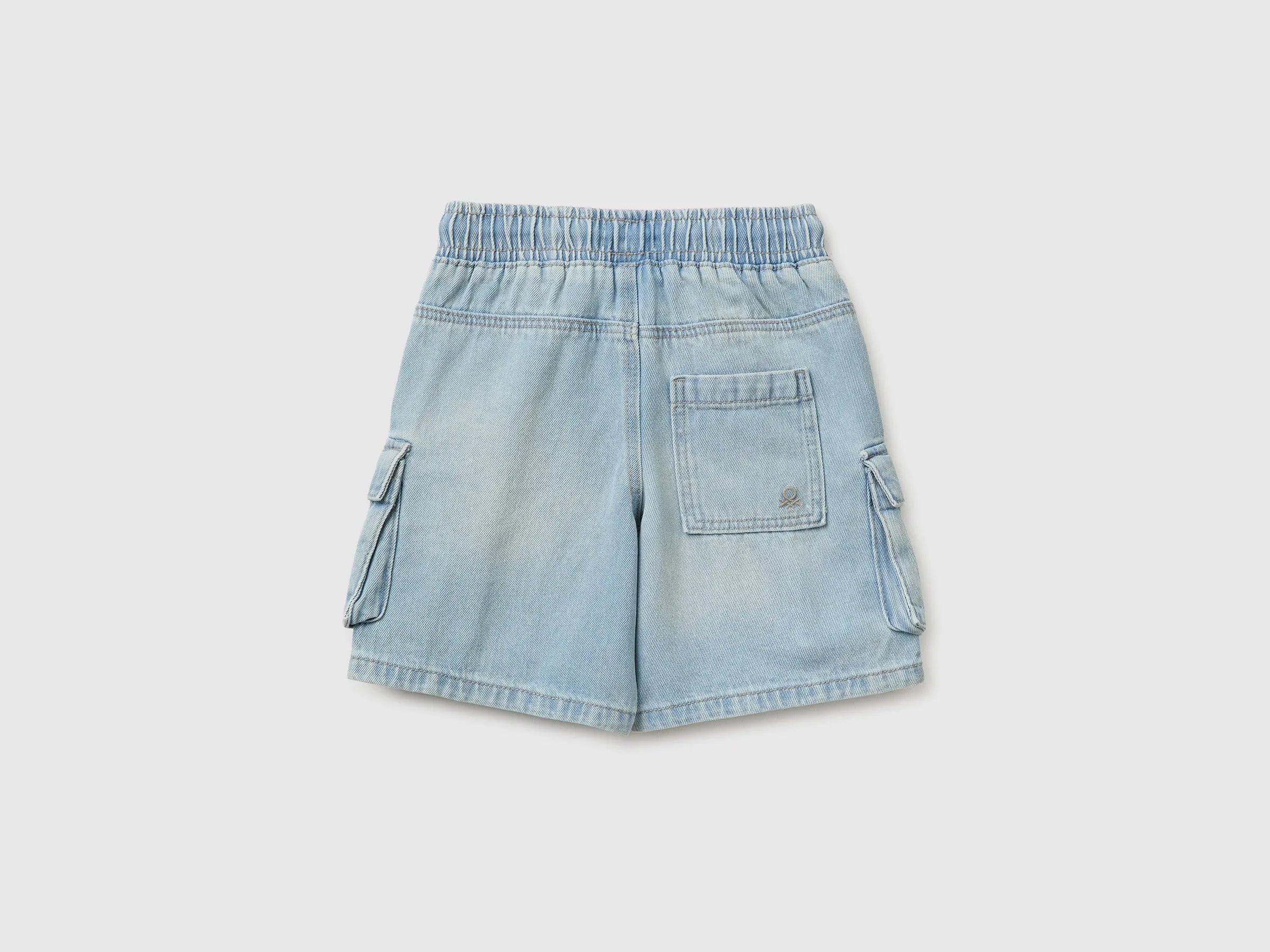 Benetton Blue Boys Denim Bermuda Shorts with Pockets SKU: 4KEHG903F_902 Image 02