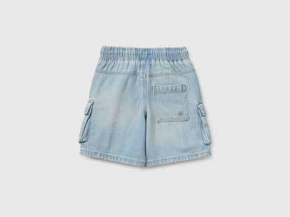 Benetton Blue Boys Denim Bermuda Shorts with Pockets SKU: 4KEHG903F_902 Image 02