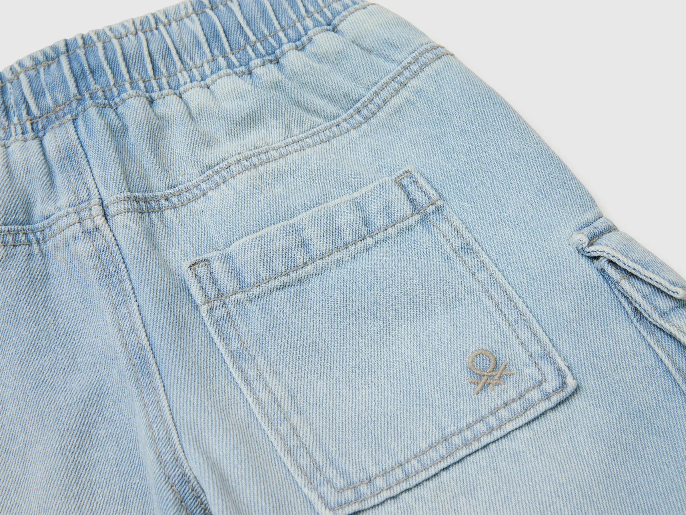 Benetton Blue Boys Denim Bermuda Shorts with Pockets SKU: 4KEHG903F_902 Image 03