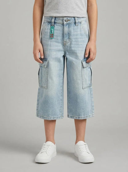 Benetton Blue Boys Loose-Fit Cargo Jeans SKU: 4KEHGF02X_902 Image 00
