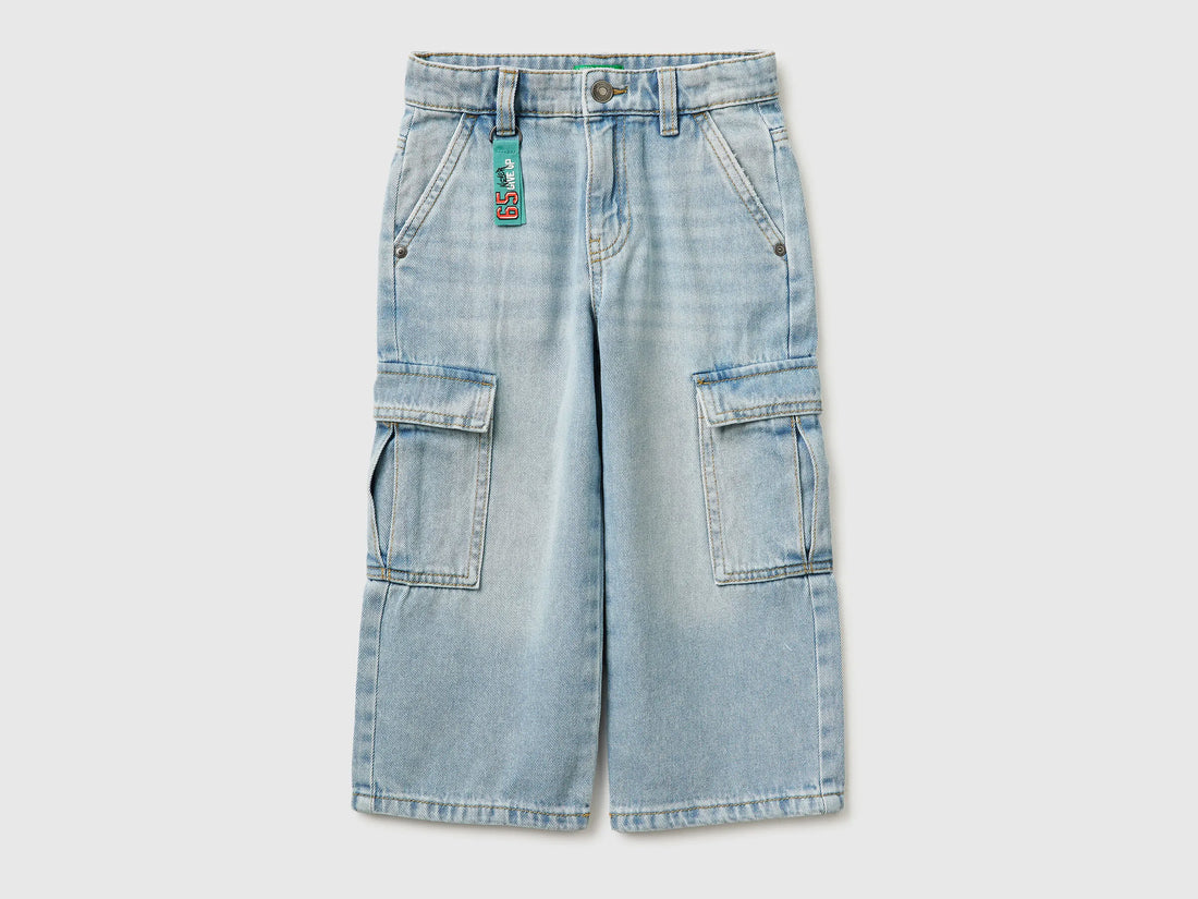 Benetton Blue Boys Loose-Fit Cargo Jeans SKU: 4KEHGF02X_902 Image 01