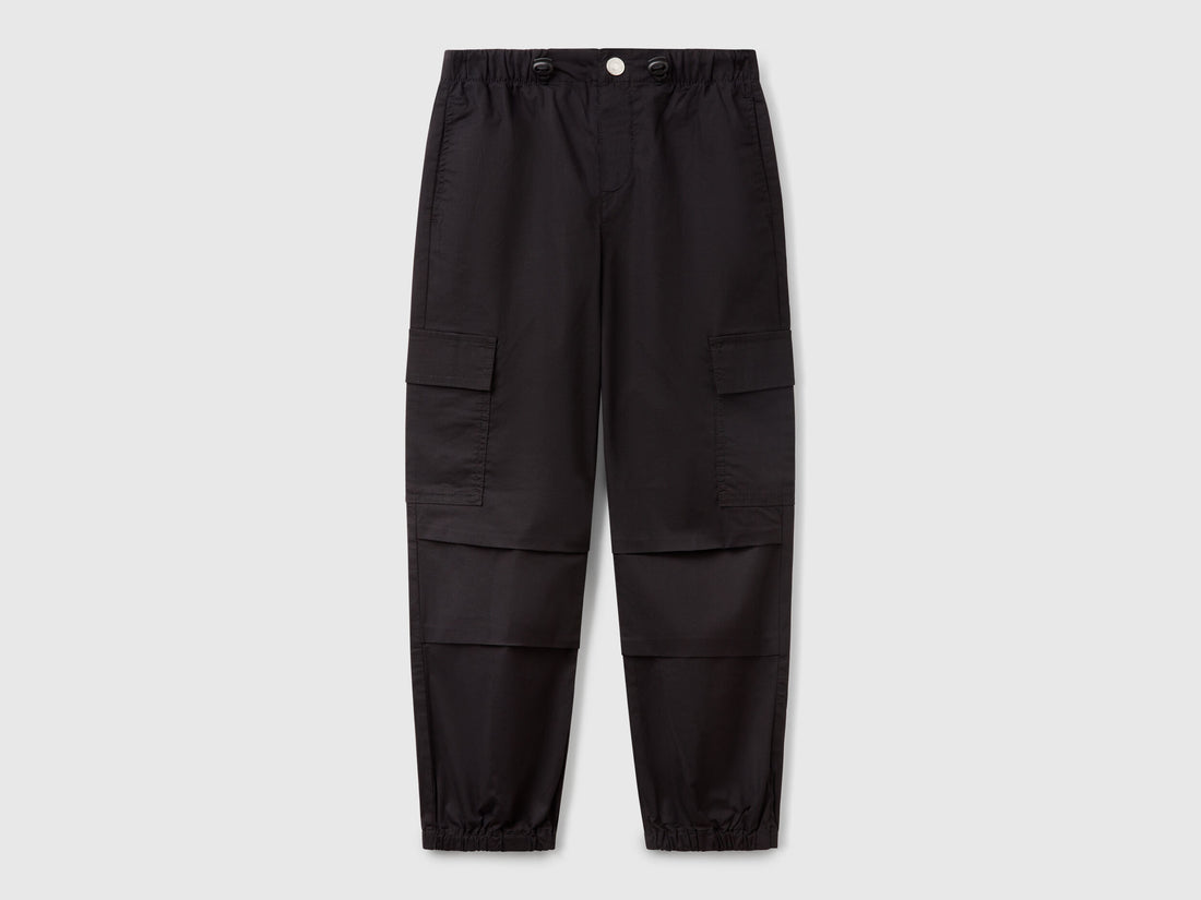Benetton_Stretch Cotton Cargo Trousers_4L2VCF046_100_01