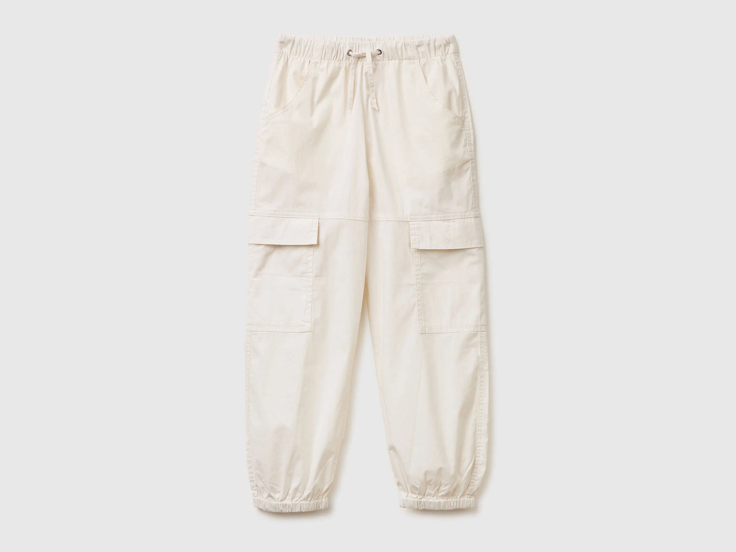 Benetton Creamy White Girls Jogger Fit Cargo Pants SKU: 4L2VCF05H_00E Image 01