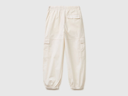Benetton Creamy White Girls Jogger Fit Cargo Pants SKU: 4L2VCF05H_00E Image 02
