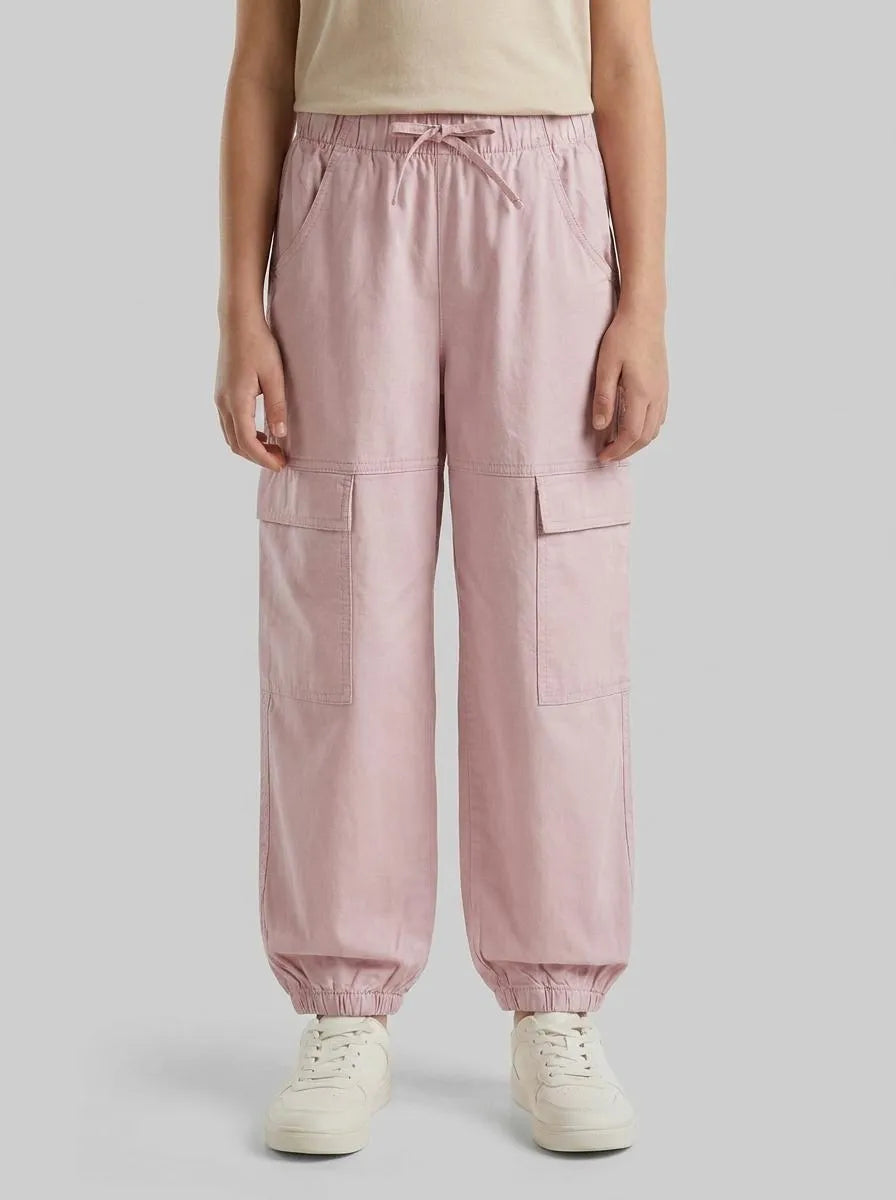 Benetton Pink Girls Jogger Fit Cargo Pants SKU: 4L2VCF05H_0C3 Image 00