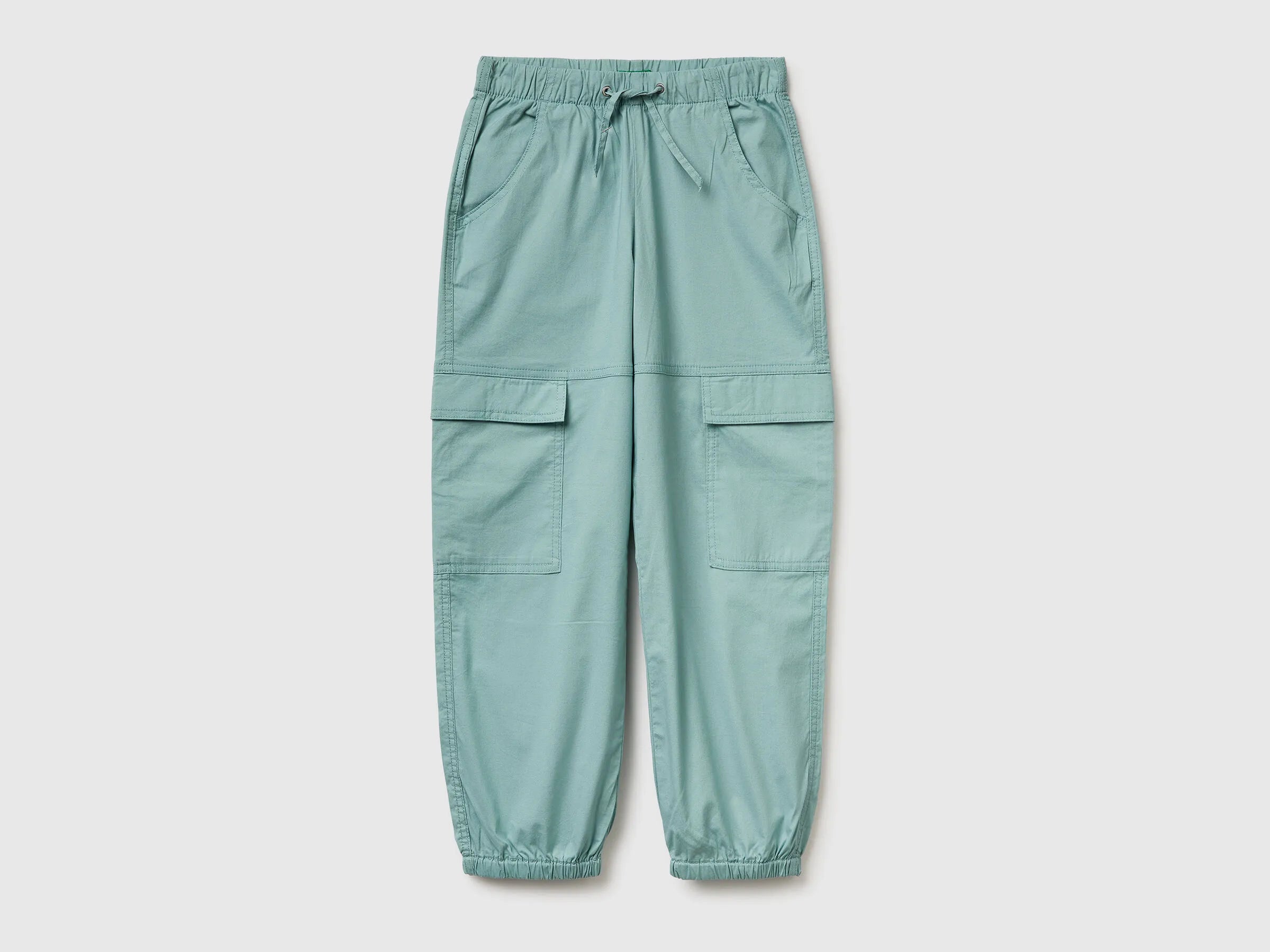 Benetton Aqua Girls Jogger Fit Cargo Pants SKU: 4L2VCF05H_30V Image 01
