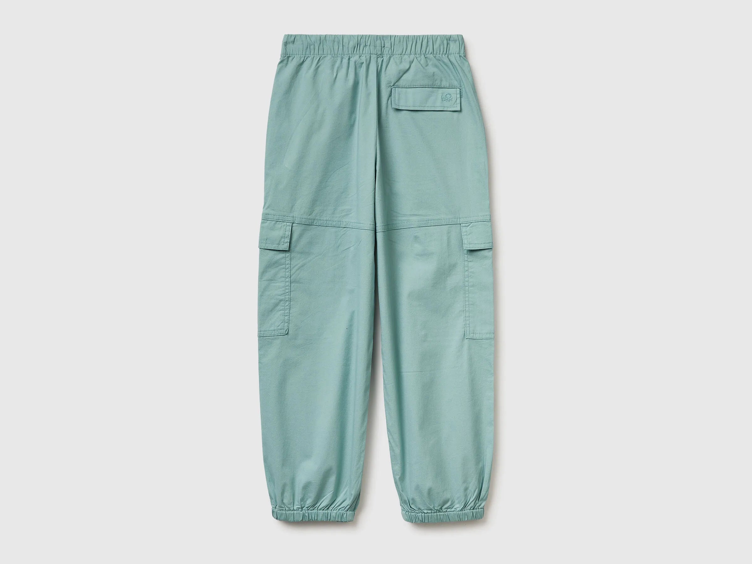 Benetton Aqua Girls Jogger Fit Cargo Pants SKU: 4L2VCF05H_30V Image 02