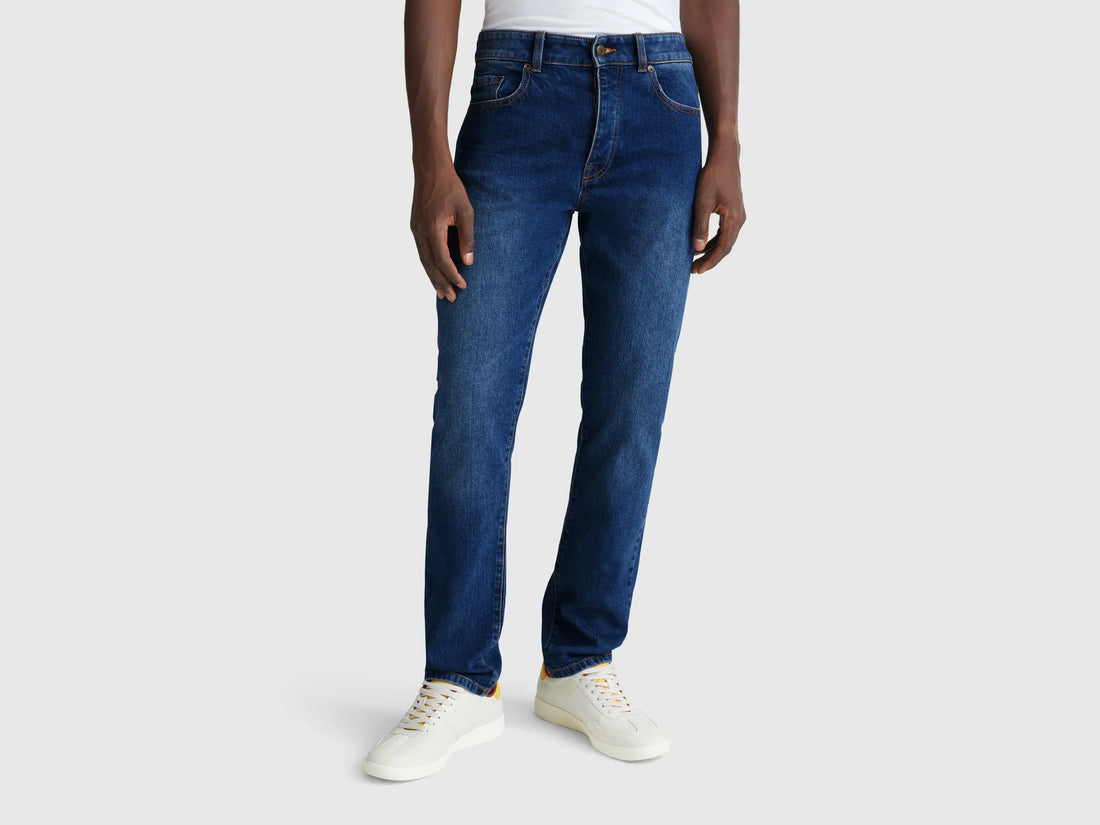Benetton Blue Men Five Pocket Slim Fit Jeans SKU: 4MCP57BC8_901 Image 02