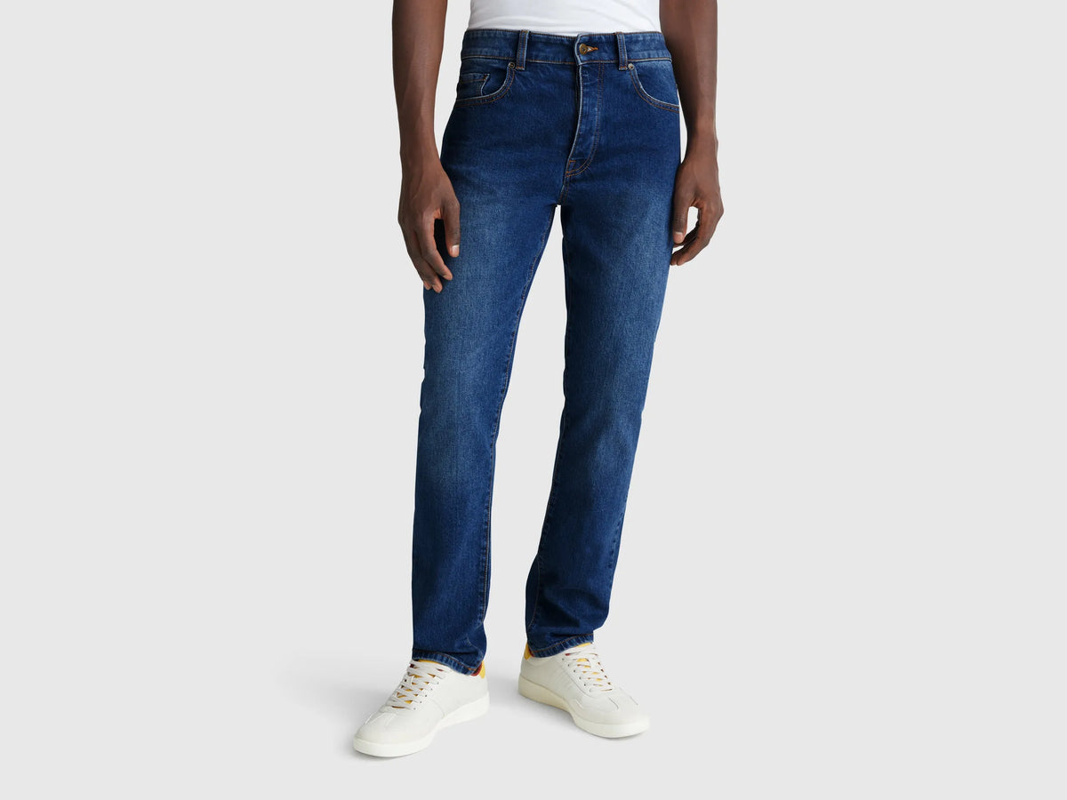 Benetton Blue Men Five Pocket Slim Fit Jeans SKU: 4MCP57BC8_901 Image 02