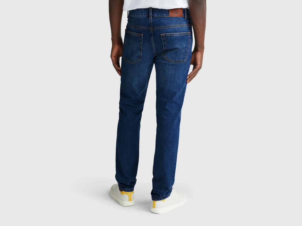 Benetton Blue Men Five Pocket Slim Fit Jeans SKU: 4MCP57BC8_901 Image 03