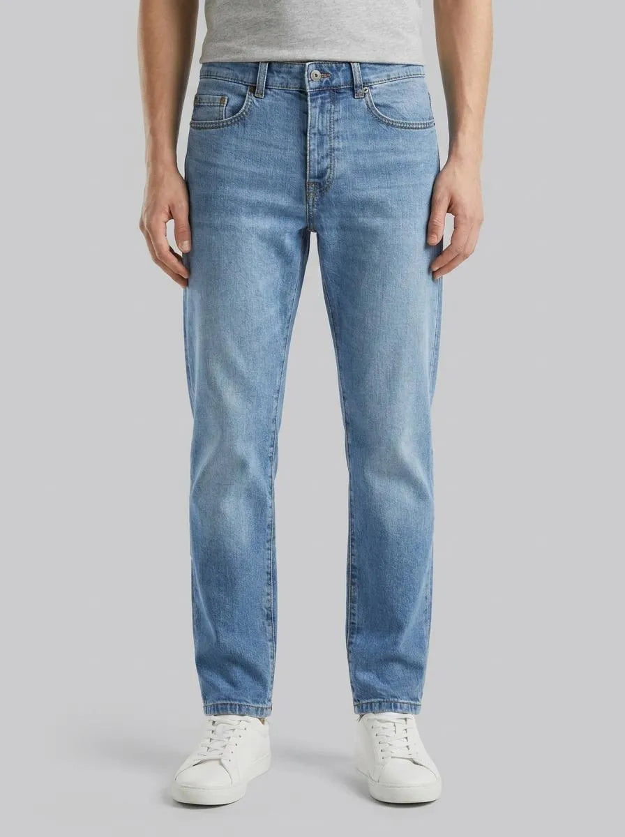 Benetton Light Blue Men Five Pocket Slim Fit Jeans SKU: 4MCP57BC8_902 Image 00