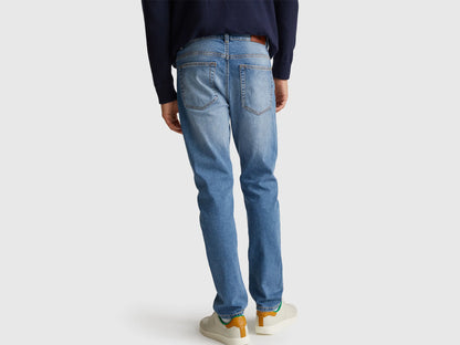 Benetton Bright Blue Men Five Pocket Slim Fit Jeans SKU: 4MCP57BC8_902 Image 03