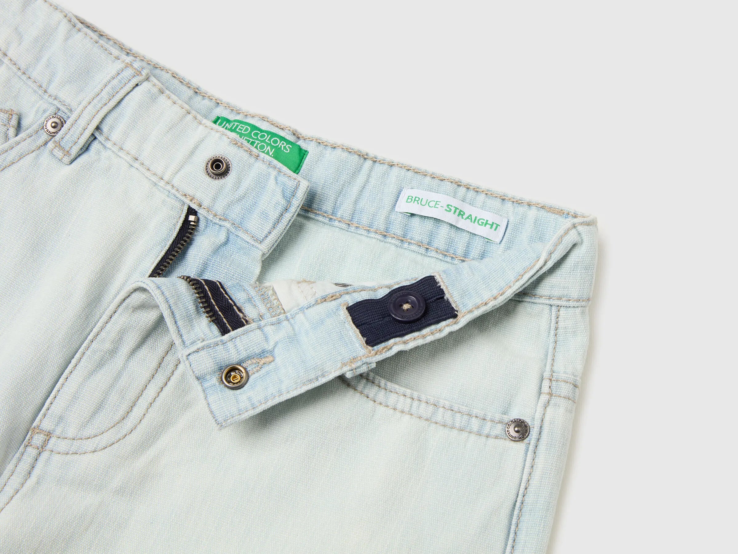 Benetton Sky Blue Boys Denim Bermuda Shorts with Cuffs SKU: 4MI9C9054_902 Image 03