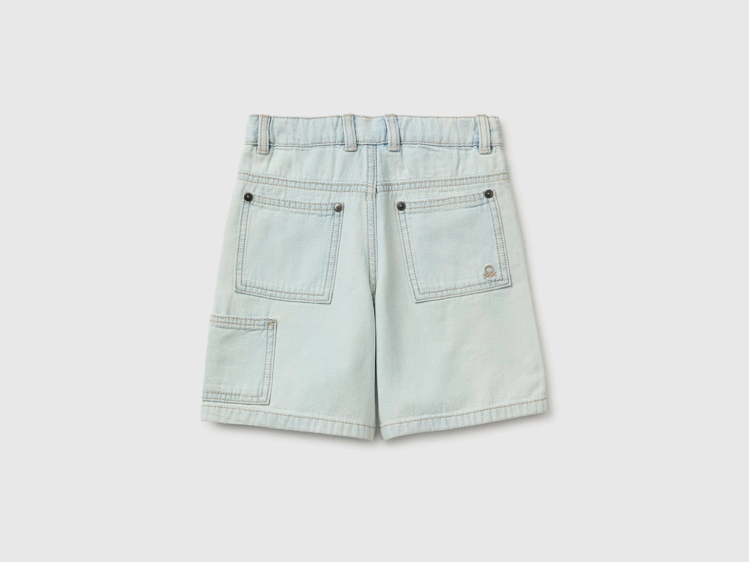 Benetton Light blue Boys Denim Bermuda Shorts SKU: 4MI9G903P_902 Image 02