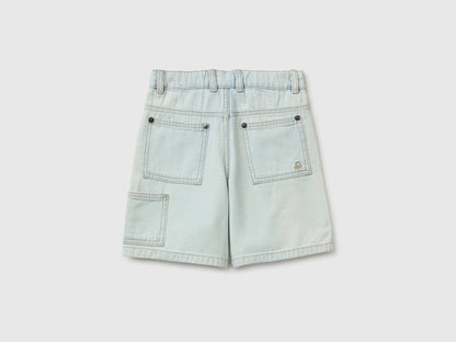 Benetton Light blue Boys Denim Bermuda Shorts SKU: 4MI9G903P_902 Image 02