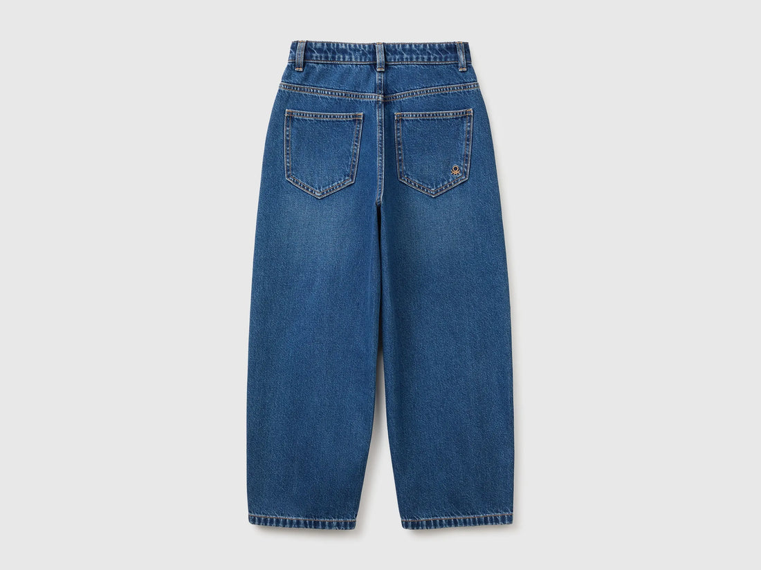 Benetton Blue Girls Balloon Fit Jeans SKU: 4MLNCE050_901 Image 02
