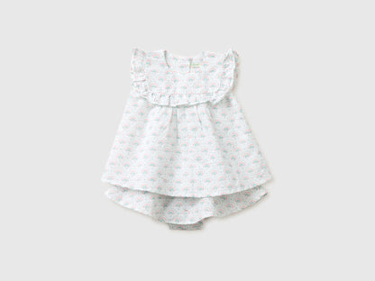 Benetton White Girls Floral Linen Blend Set SKU: 4NVDAK001_68A Image 01