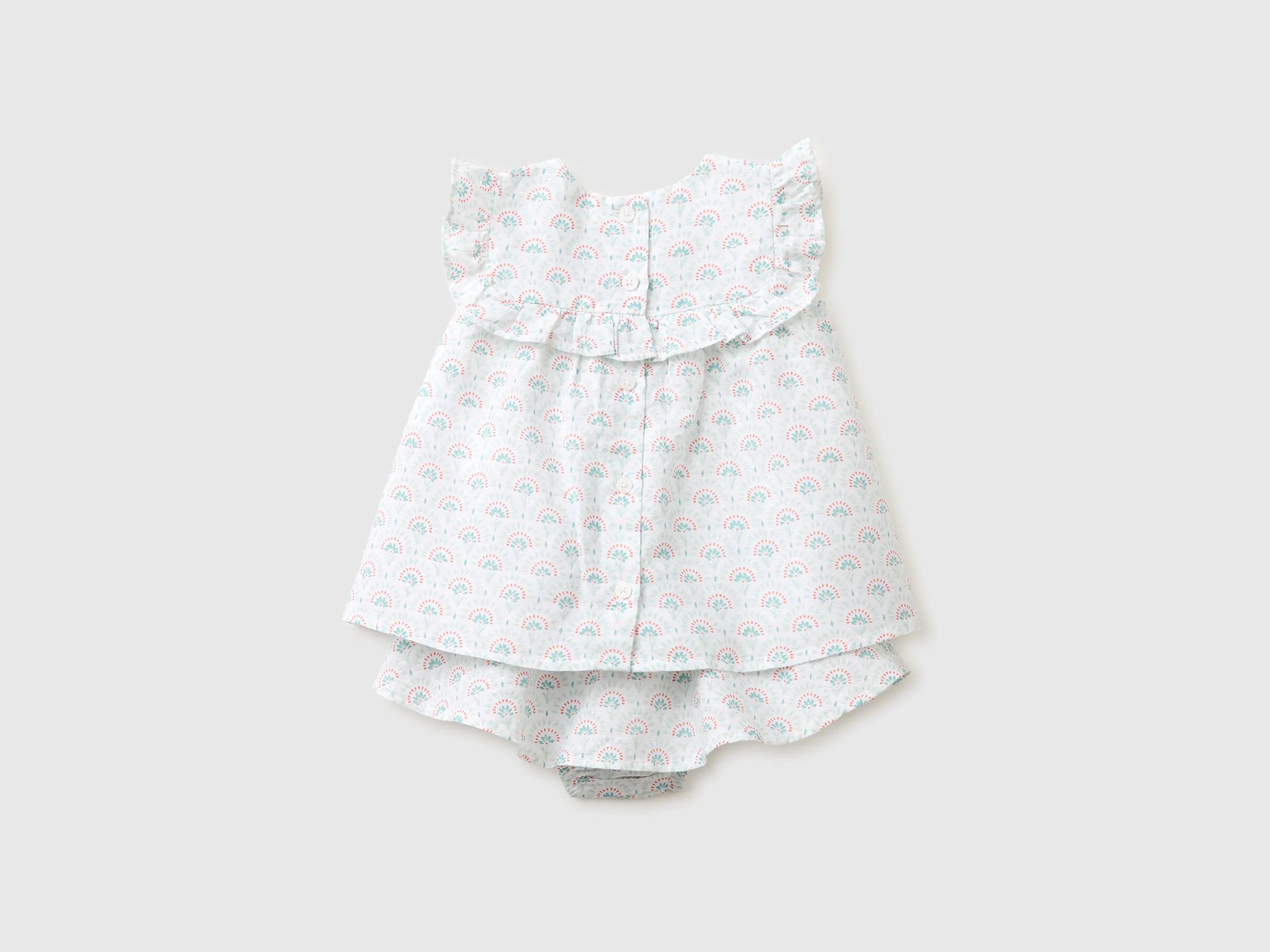 Benetton White Girls Floral Linen Blend Set SKU: 4NVDAK001_68A Image 02