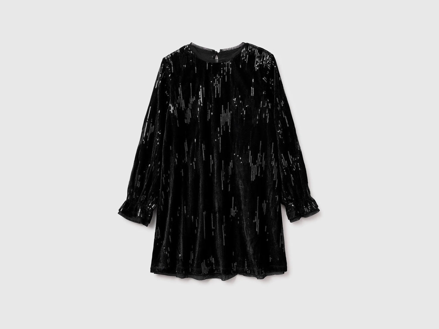 Benetton_Black_Velvet Dress with Sequins_4OZGCV03P_100_01