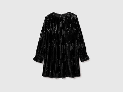 Benetton_Black_Velvet Dress with Sequins_4OZGCV03P_100_01