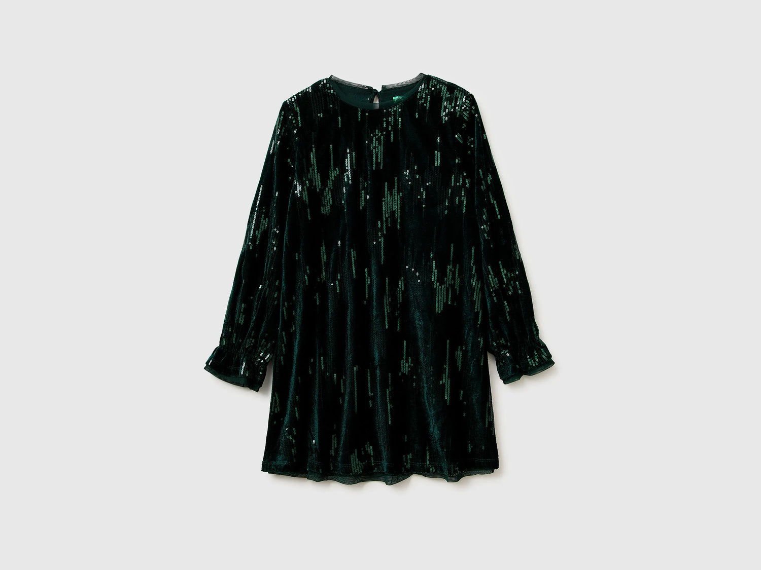 Benetton_Dark Green_Velvet Dress with Sequins_4OZGCV03P_901_01