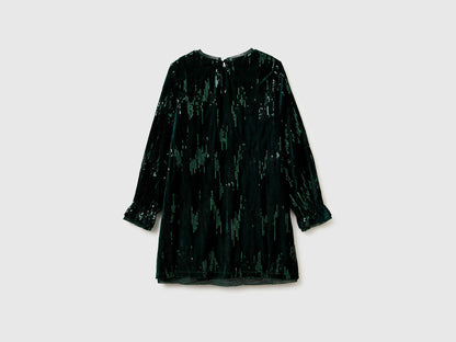 Benetton_Dark Green_Velvet Dress with Sequins_4OZGCV03P_901_02