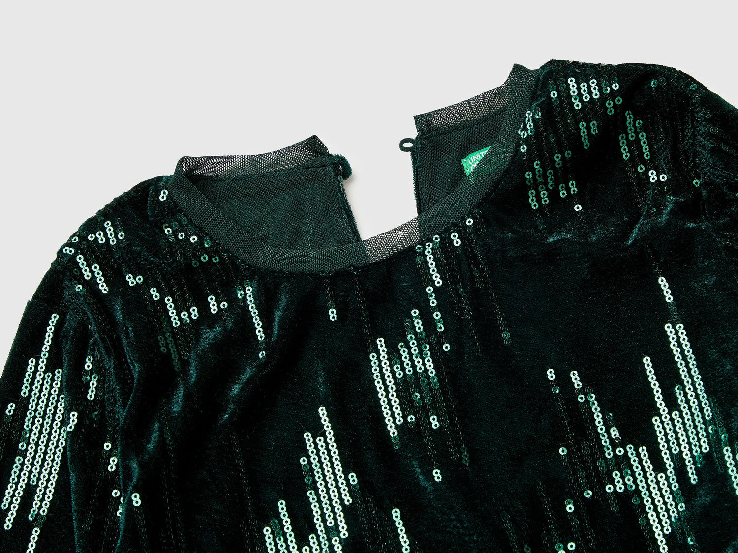 Benetton_Dark Green_Velvet Dress with Sequins_4OZGCV03P_901_03