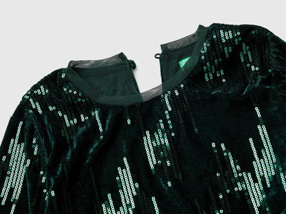 Benetton_Dark Green_Velvet Dress with Sequins_4OZGCV03P_901_03