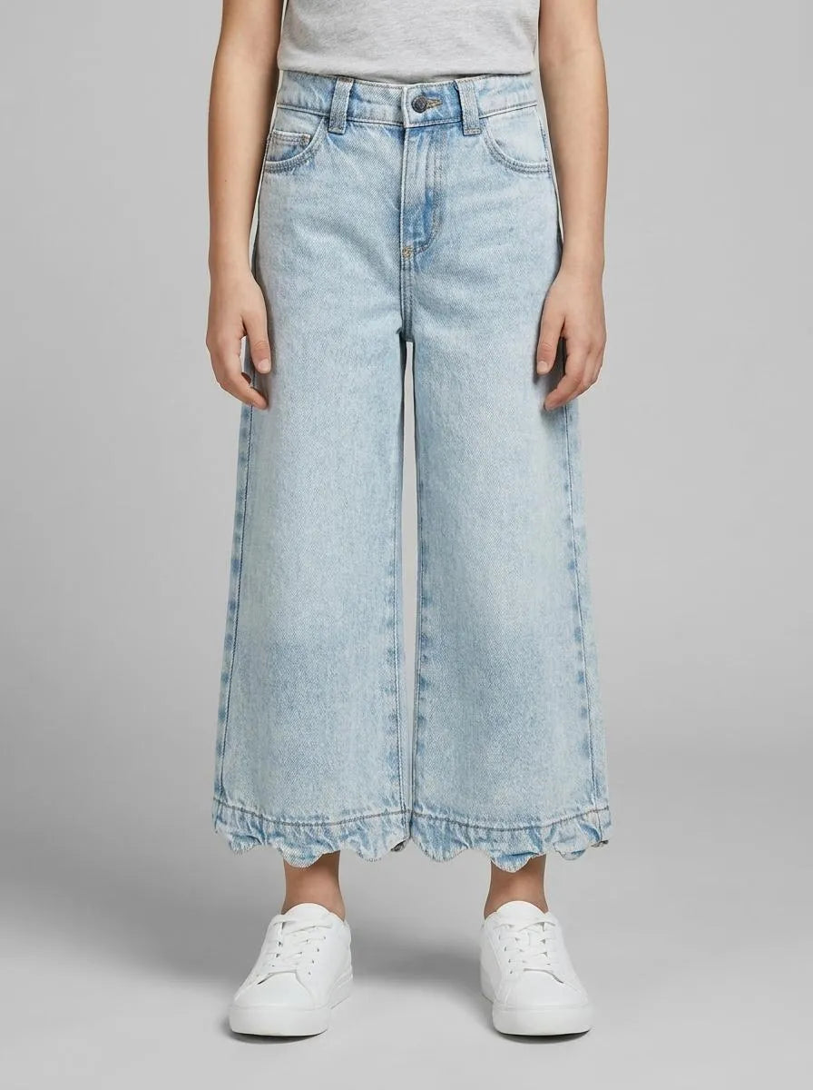 Benetton Light Blue Girls Jeans with Cherry Embroidery SKU: 4P1XGE031_902 Image 00