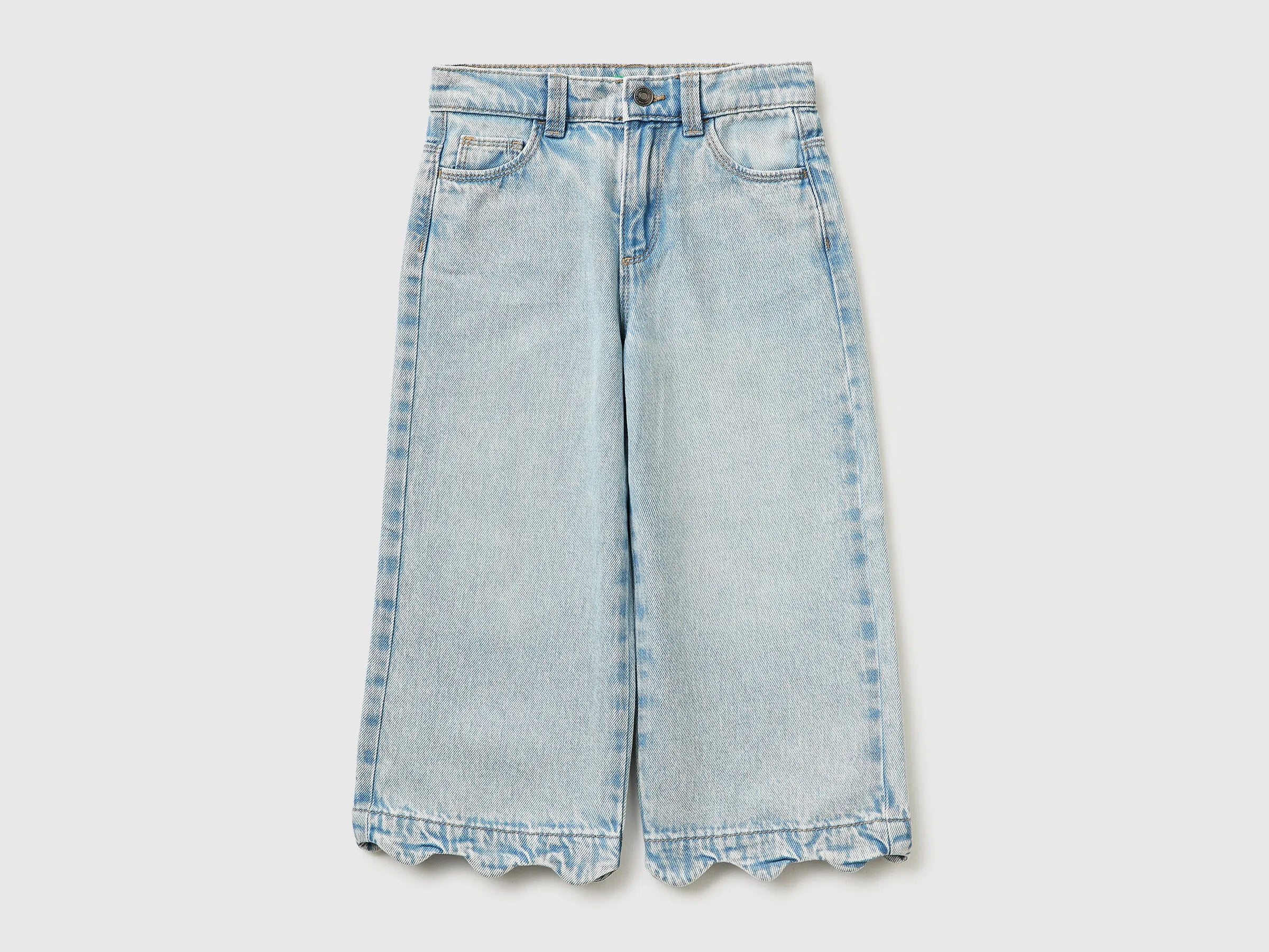 Benetton Light Blue Girls Jeans with Cherry Embroidery SKU: 4P1XGE031_902 Image 01