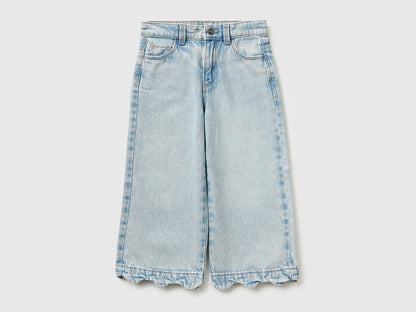 Benetton Light Blue Girls Jeans with Cherry Embroidery SKU: 4P1XGE031_902 Image 01