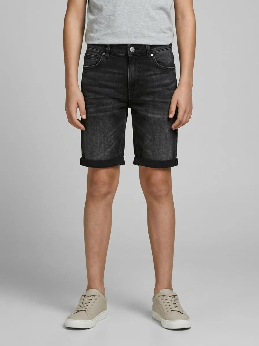 Benetton Black Boys Straight Fit Denim Bermudas SKU: 4PORC903I_700 Image 00